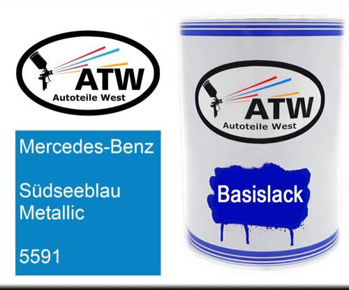 Mercedes-Benz, Südseeblau Metallic, 5591: 500ml Lackdose, von ATW Autoteile West.